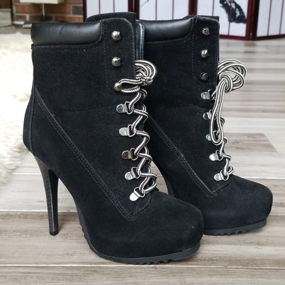 Shi By Journeys Faux Suede Lace Up Platform Bootie